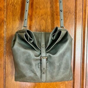 Grey Vegan Leather Shoulder Bag